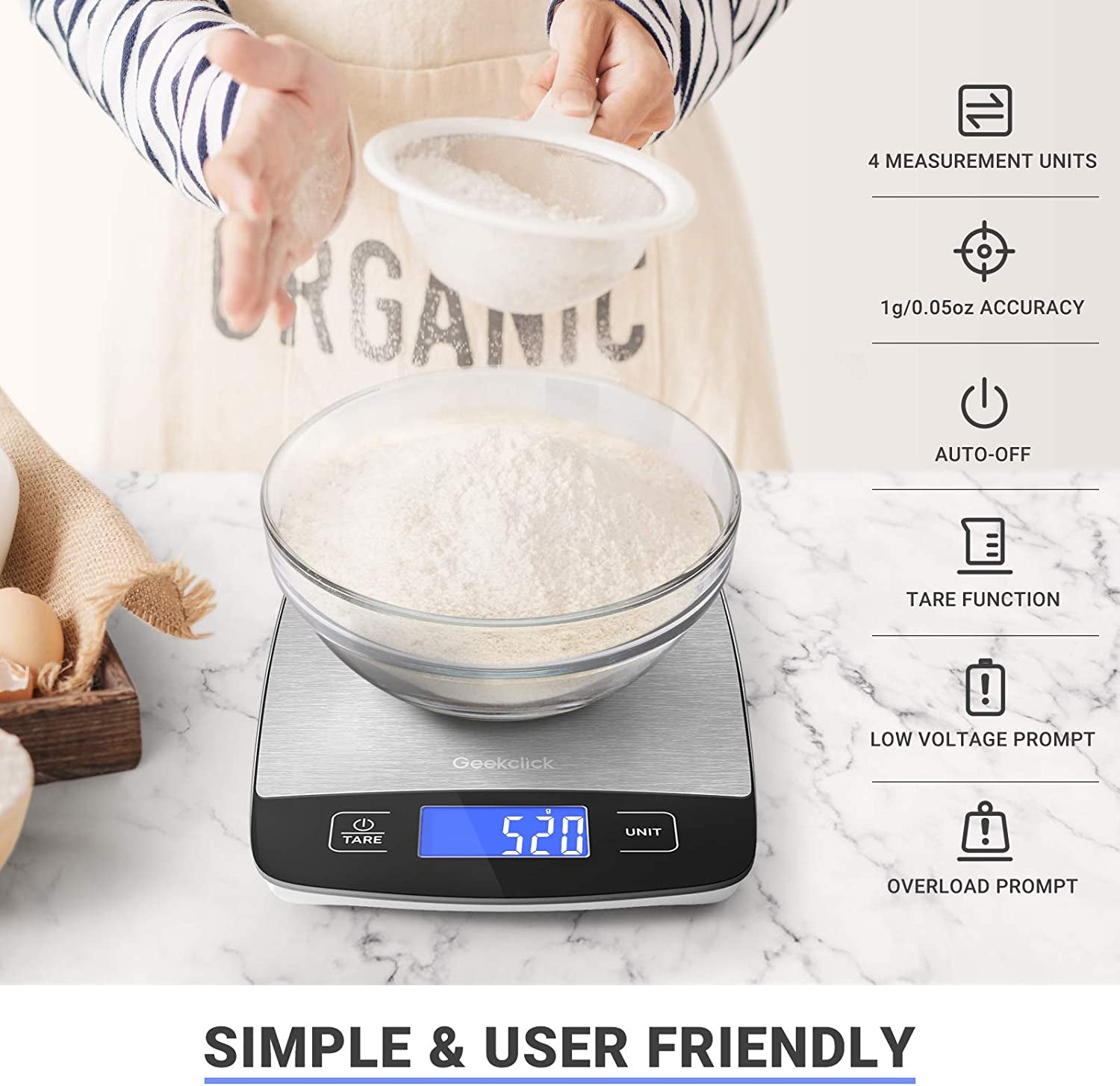 Precision Digital Food Scale - Compact Kitchen Scale for Accurate Weighing in Grams and Ounces, Perfect for Cooking, Baking, Meal Prep, and Weight Loss